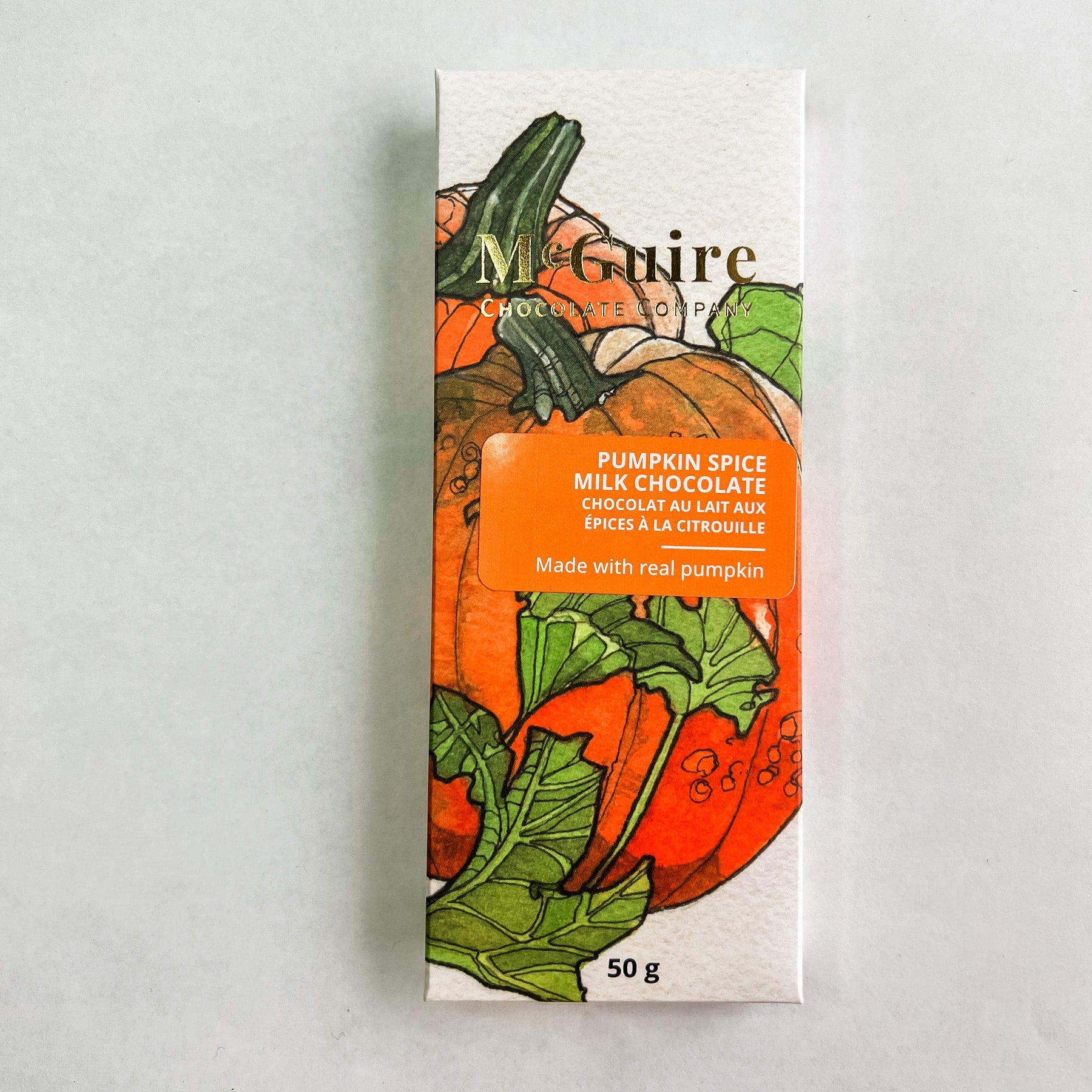 Pumpkin Spice Milk Chocolate-McGuire Chocolate Canada-Chocolate Bars,Fall,Inclusions,Milk chocolate